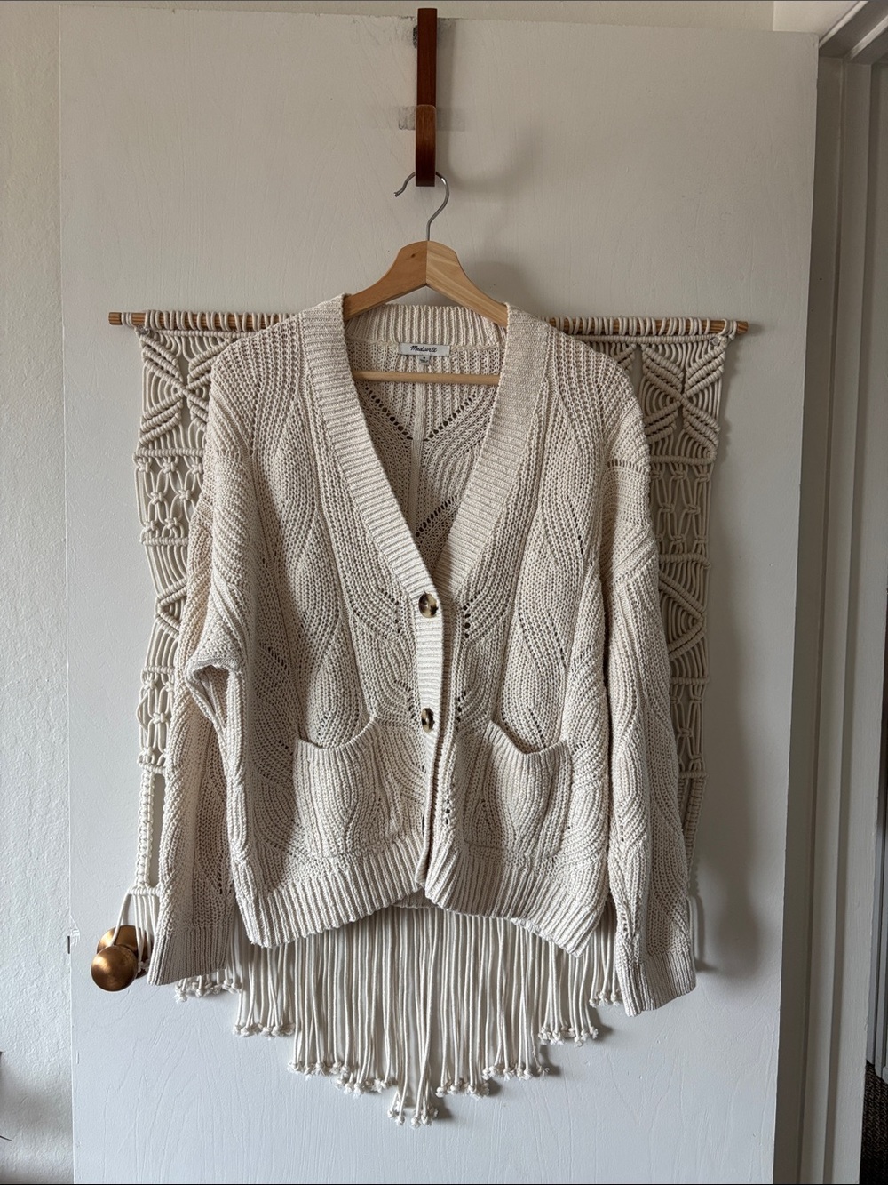 Madewell open knit cream cardigan M